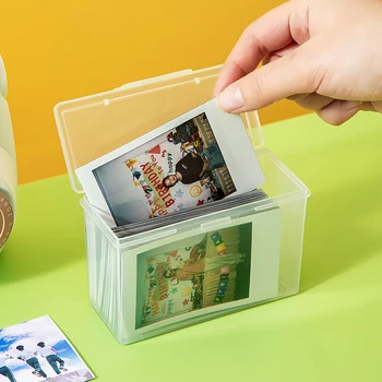 1PC de Plástico Transparente da Caixa de Armazenamento Photocards Pequena Coleção de cartões Organizador de Armazenamento de Caixa de Balcão Organizador Caixa de papel de carta