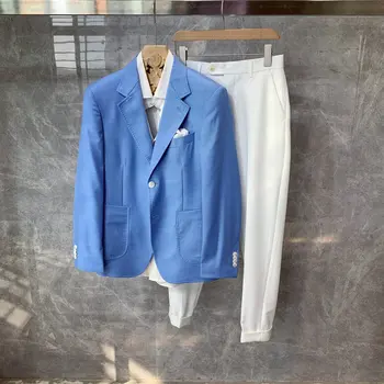 2022 Primavera chegada Nova Moda Terno de Homens de Manga Longa Casual Blazers Masculinos Coreia Solta Bonito Duas peças de Vestuário, Calça H250