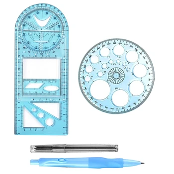 Multifuncional Régua Geométrica, Geométrico, Desenho Do Modelo De Ferramenta De Medição Para O Escritório Da Escola Com Lápis