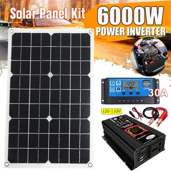 F50 Geração de Energia Solar, Sistema de 6000W Inversor de Energia de 18W18V Painel Solar 30A Controlador de Carga 110V/220V Geração de Energia em Casa