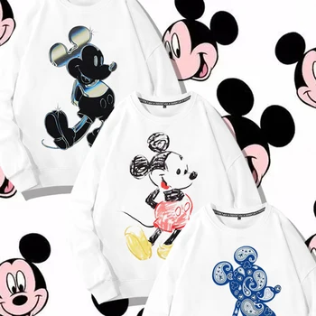Disney Outono e Inverno Nova Harajuku Crianças Roupas de Mickey e Minnie Gola Redonda Casual feminina Manga Longa Camisola de Presente