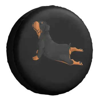 Rottweiler Yoga Pose Tampa do Pneu Sobressalente Saco do Malote para Mitsubishi Pajero Rottie Amante do Cão Tampas do Carro Roda 14