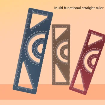 Multifuncional 4 em 1 recta de régua de material de liga de Alumínio Desenhe um triângulo de Onda linhas Transferidor
