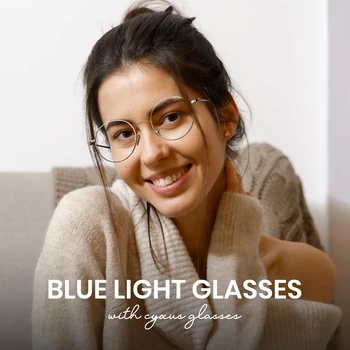 Titânio Óculos De Armação De Mulheres Rodada Prescrição De Óculos Homens Novos Coreano Miopia Armações Vintage Anti Luz Azul Óculos